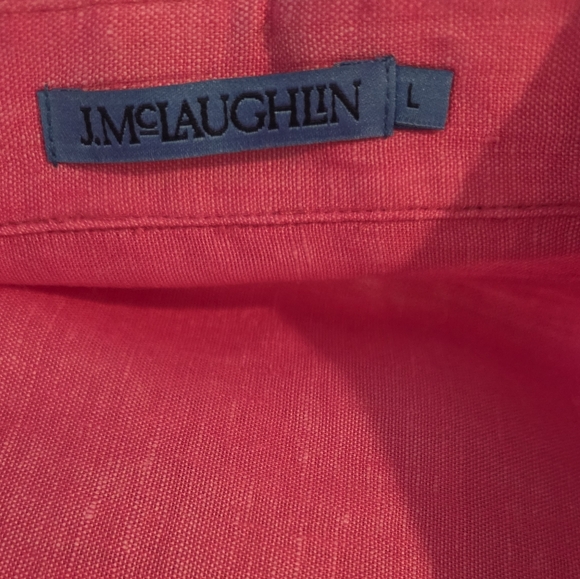 Women's J.McLaughlin Pink Britt Linen Long Sleeve Blouse, Size L - Picture 2 of 14
